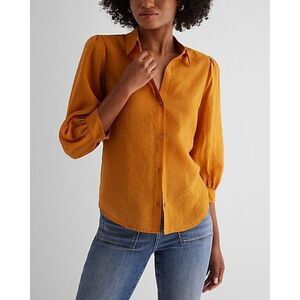Express small relaxed half sleeve portofino shirt -   Mustard Yellow